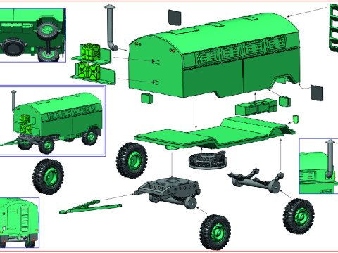 Military kitchen trailer 5t 3D Model