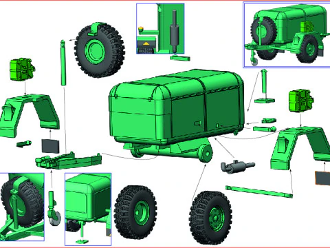 Military Compressed Air Generator 6CBM 3D Model