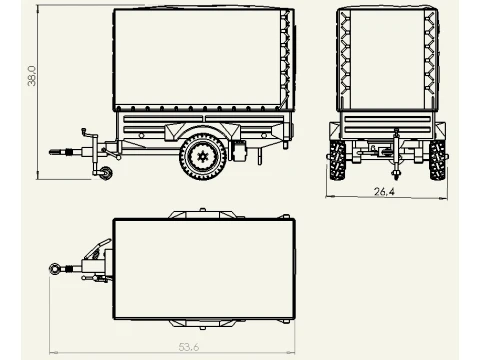 GERH trailer with a lifting capacity of 1 t with a high awning and a low one 3D Model