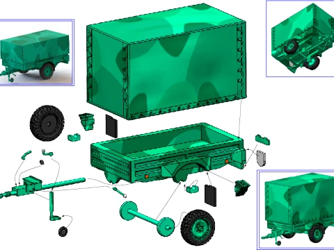 GERH trailer with a lifting capacity of 1 t with a high awning and a low one 3D Model