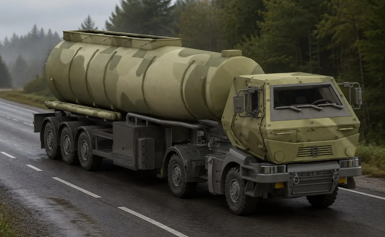 Renault Kerax 410 with fuel semi-trailer 3D Model .c4d .max .obj .3ds .fbx .stl .blend 