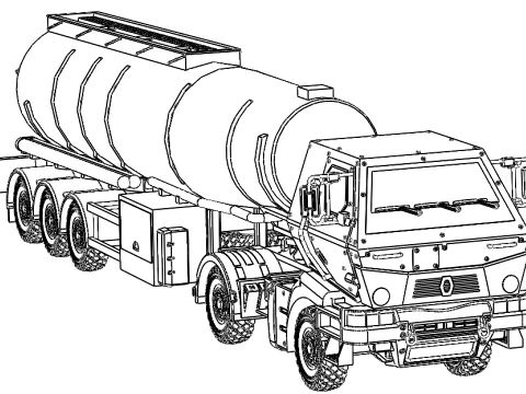 Renault Kerax 410 with fuel semi-trailer 3D Model