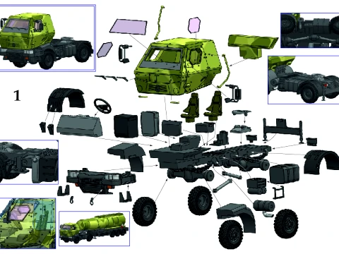 Renault Kerax 410 with fuel semi-trailer 3D Model