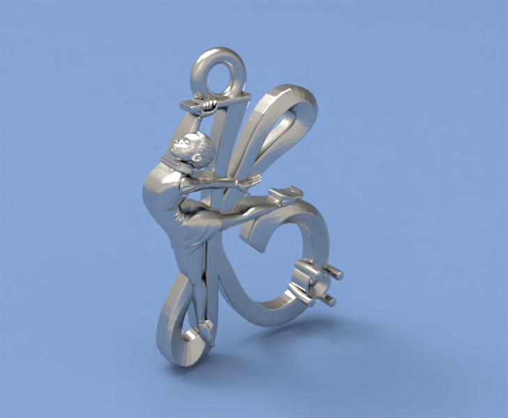 Pendant gymnastics ribbon K 3Dプリントモデル .c4d .max .obj .3ds .fbx .stl .blend 
