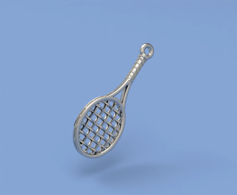 Tennis racket pendant 3D Print Model .c4d .max .obj .3ds .fbx .stl .blend