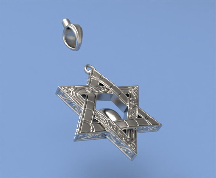 Magen david pendant 3Dプリントモデル .c4d .max .obj .3ds .fbx .stl .blend 