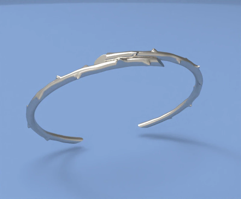 Bracelet branch with thorns 3D Print Model .c4d .max .obj .3ds .fbx .stl .blend 