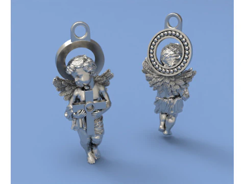 Pendant angel with cross 3D Print Model