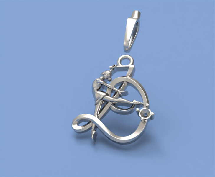 Pendant gymnastics ribbon letter D Modelo de Impressão 3D .c4d .max .obj .3ds .fbx .stl .blend 