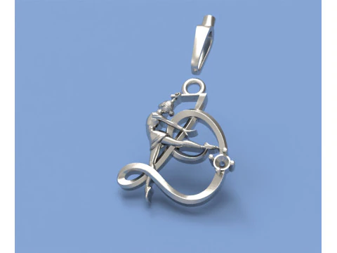 펜던트 체조 리본 문자 D 3D 프린트 모델