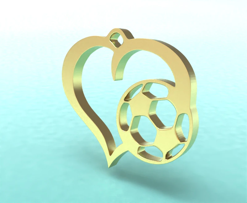 Pendant love football01 3D Print Model .c4d .max .obj .3ds .fbx .stl .blend 