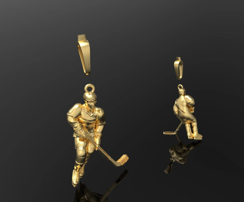 Hockey player pendant 3D Print Model .c4d .max .obj .3ds .fbx .stl .blend 