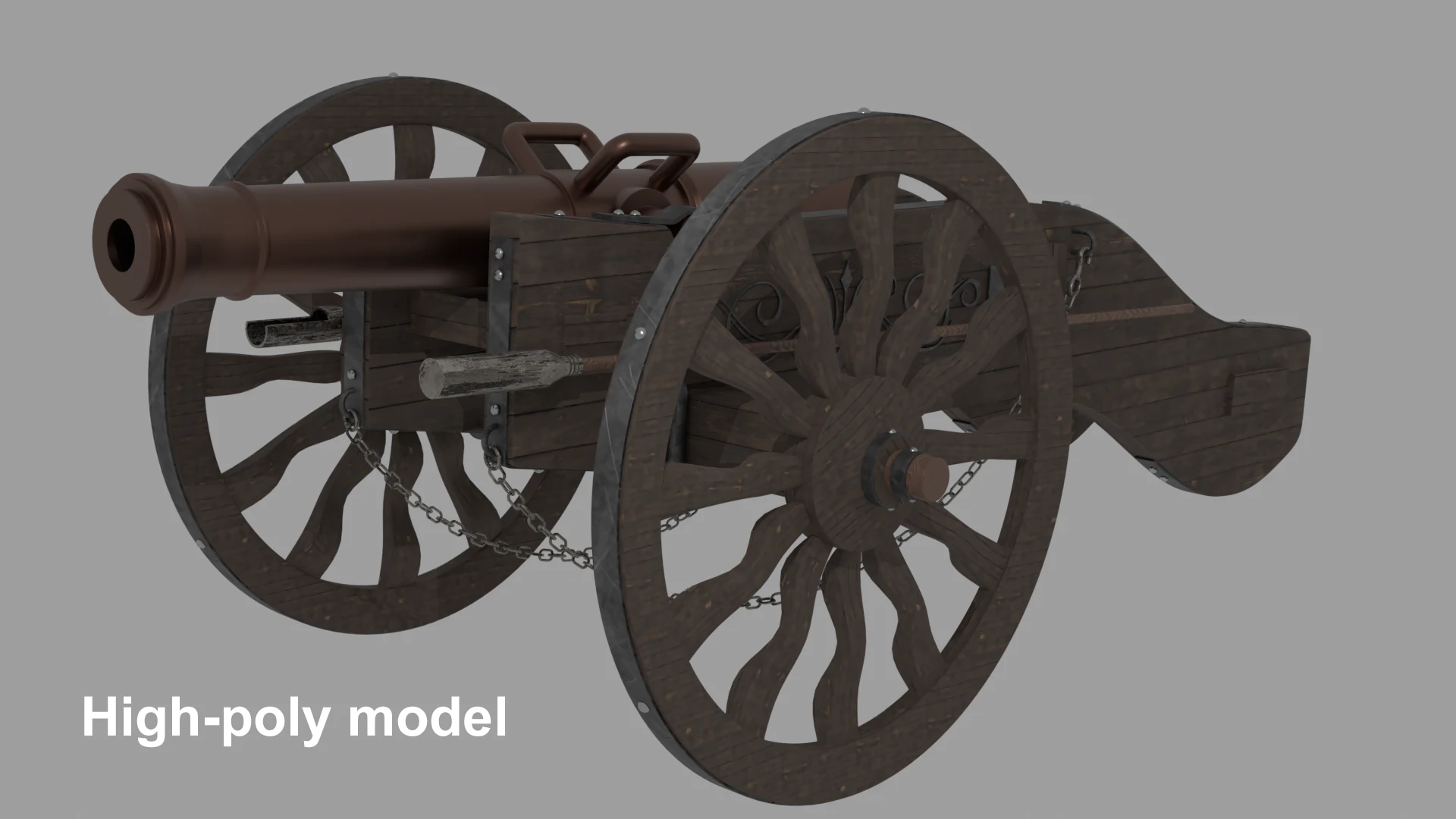 Antique artillery cannon 3D Model .c4d .max .obj .3ds .fbx .stl .blend 