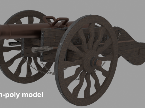Antique artillery cannon 3D मॉडल