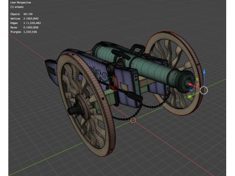 Antique artillery cannon 3D Model