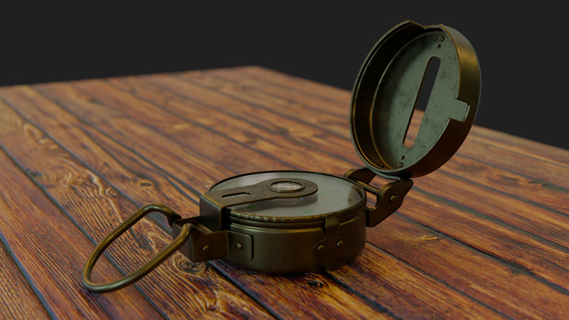 Old Lensatic Compass Modèle 3D .c4d .max .obj .3ds .fbx .stl .blend 