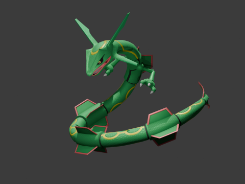 Rayquaza with animations 3D Model
