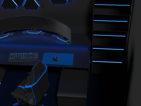 Lowpoly Gamingsetup gaming desk with lighting Modèle 3D