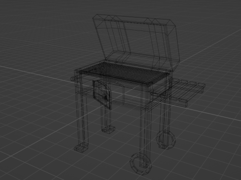 Lowpoly Grill bbq with wooden table 3D Модель
