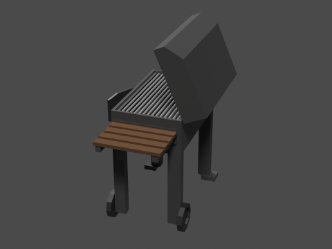 Lowpoly Grill bbq with wooden table 3D Модель