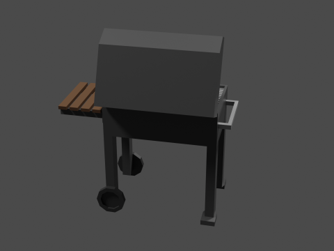 Lowpoly Grill bbq with wooden table 3D Модель