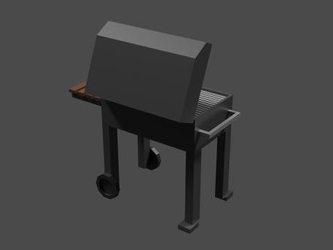 Lowpoly Grill bbq with wooden table 3D Модель