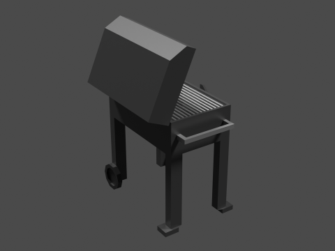 Lowpoly Grill bbq with wooden table 3D Модель
