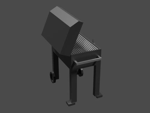 Lowpoly Grill bbq with wooden table 3D Модель