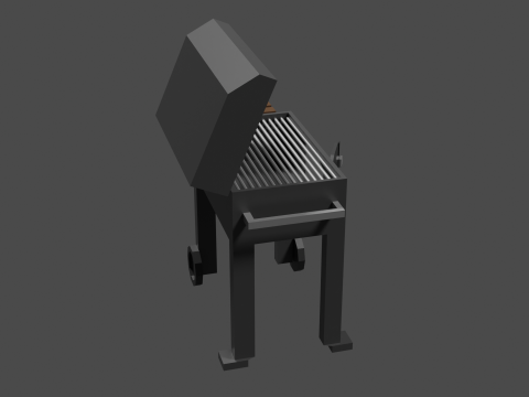 Lowpoly Grill bbq with wooden table 3D Модель
