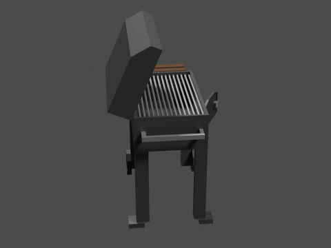 Lowpoly Grill bbq with wooden table 3D Model