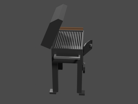 Lowpoly Grill bbq with wooden table 3D Модель