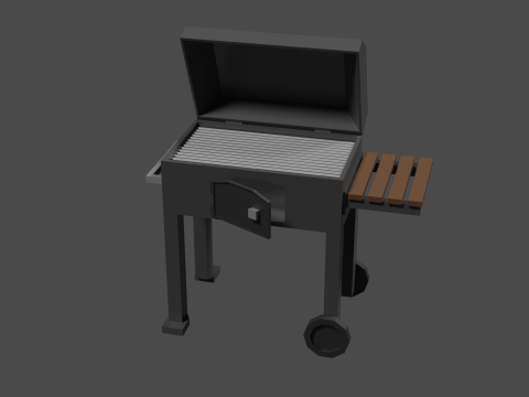 Lowpoly Grill bbq with wooden table 3D Модель