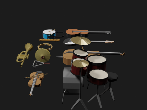 Lowpoly Instrument Set musical instruments Modello 3D