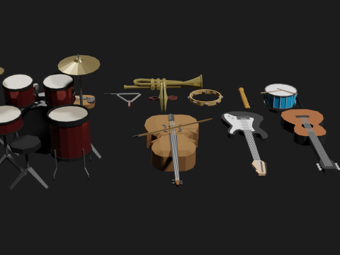 Lowpoly Instrument Set musical instruments Modello 3D
