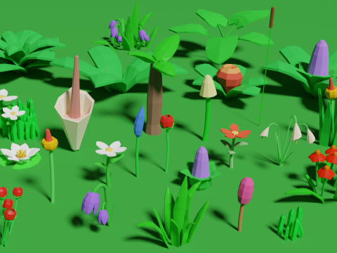 Plant Set Lowpoly Style 3D मॉडल