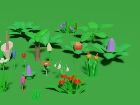 Plant Set Lowpoly Style Modelo 3D