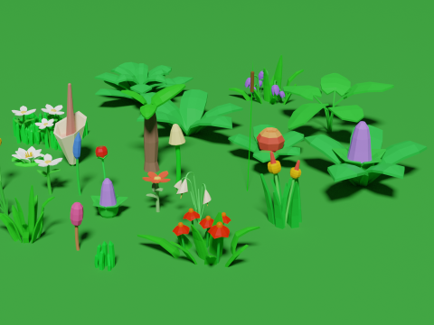Plant Set Lowpoly Style Modelo 3D