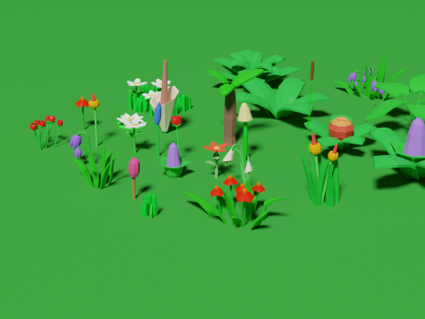 Plant Set Lowpoly Style Modelo 3D