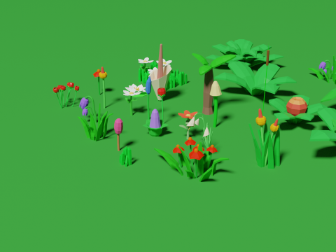 Plant Set Lowpoly Style Modelo 3D