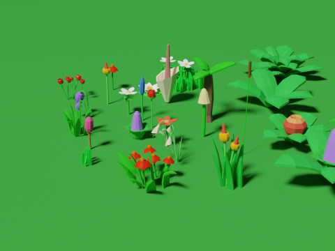 Plant Set Lowpoly Style Modelo 3D
