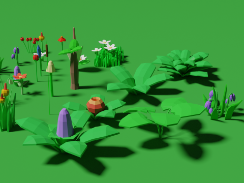 Plant Set Lowpoly Style Modelo 3D