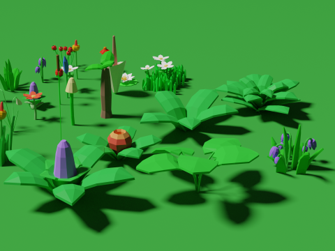 Plant Set Lowpoly Style Modelo 3D