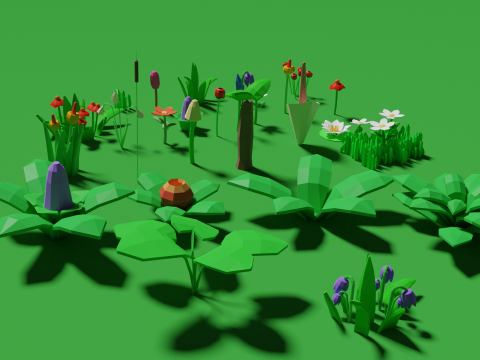 Plant Set Lowpoly Style Modelo 3D
