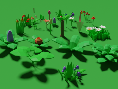 Plant Set Lowpoly Style Modelo 3D