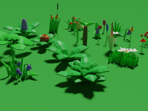Plant Set Lowpoly Style Modelo 3D