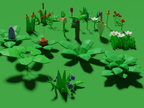 Plant Set Lowpoly Style Modelo 3D