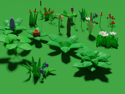 Plant Set Lowpoly Style Modelo 3D