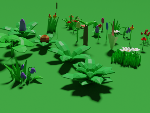 Plant Set Lowpoly Style Modelo 3D