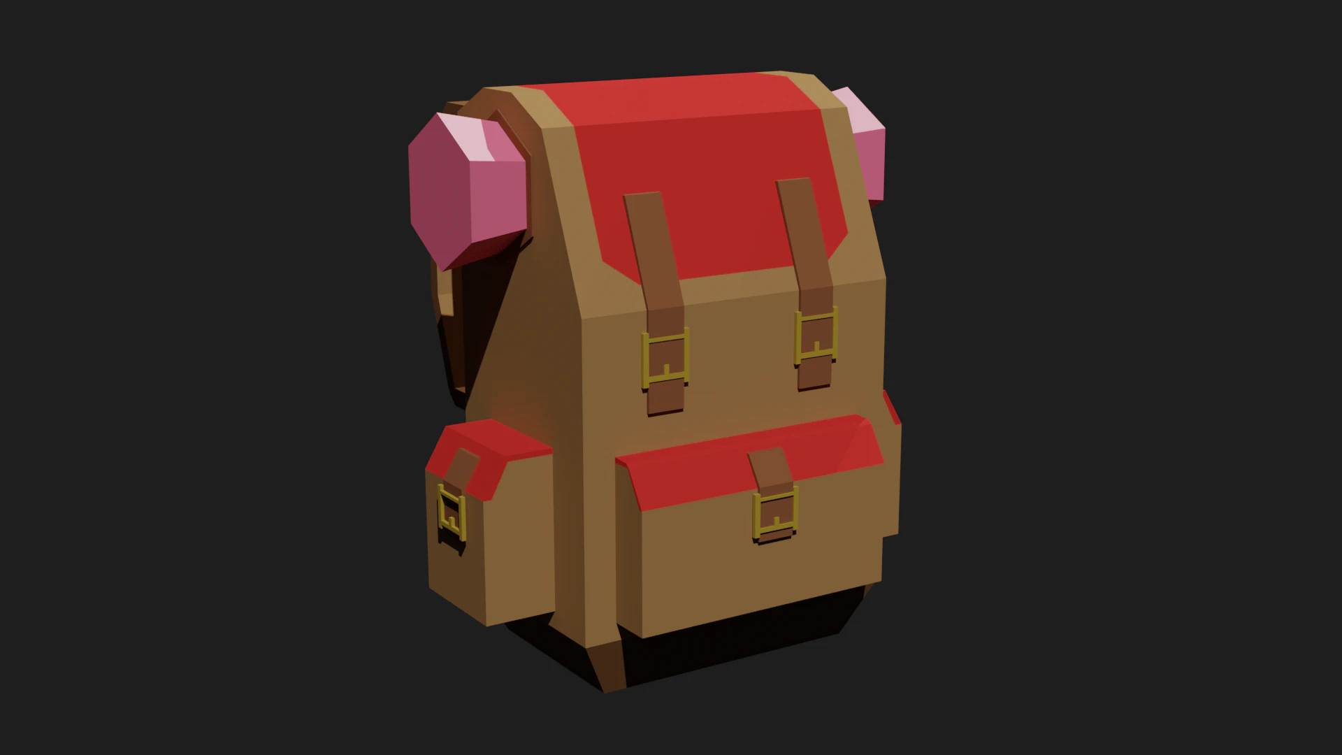 Lowpoly Camping Backpack 3D Model .c4d .max .obj .3ds .fbx .stl .blend 