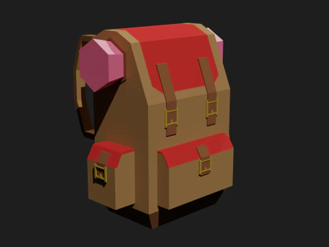 Lowpoly Camping Backpack 3D Model